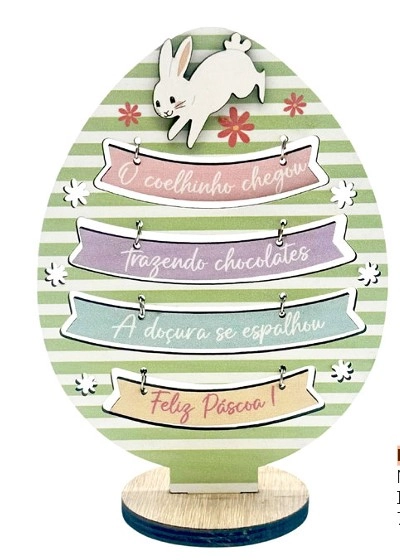 Enf Ovo Pascoa Mdf C/frases Sortida 12x17cm Multiart