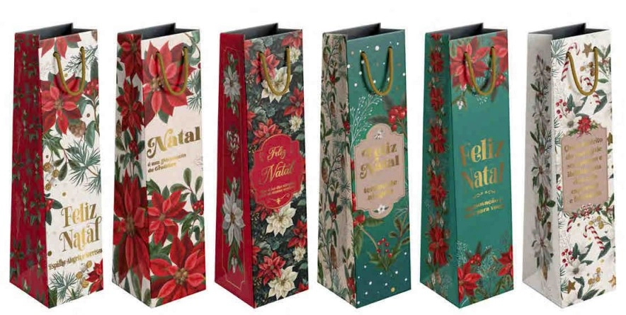 Sacola Papel Natalina Sortida 12,x36x8,5cm Multiart