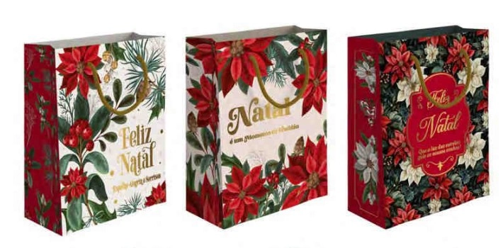 Sacola Papel Natalina Sortida 19,5x27x8,6cm Multiart