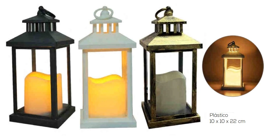 Luminaria Lamparina C/led Sortido 10x10x22cm Multiart