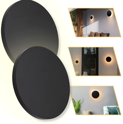 Arandela Eclipse 12w Externa/interna Preto Para Parede 3000k