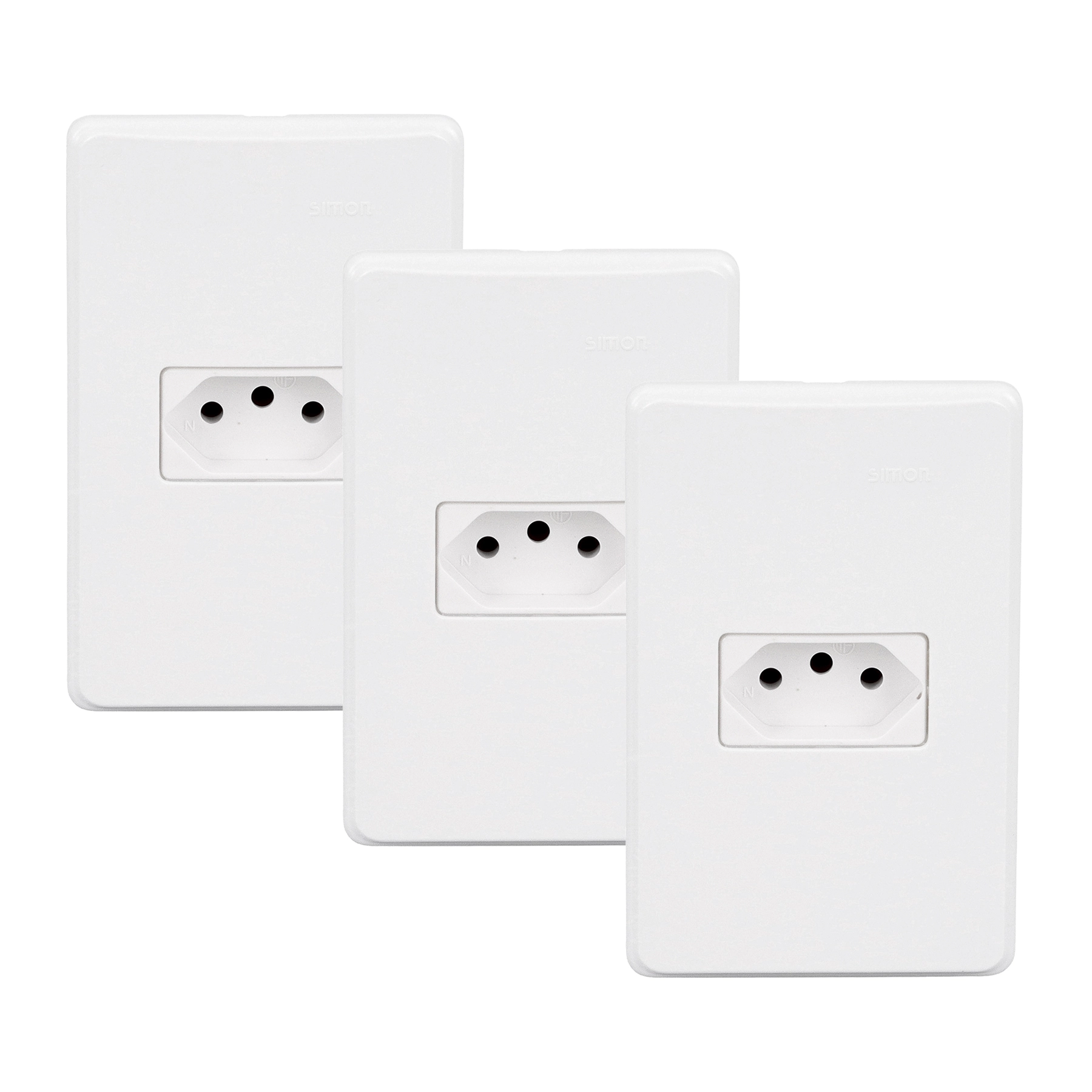 Kit Conjunto Tomada 2P+T 10A Branco Simon 19 3Unidades