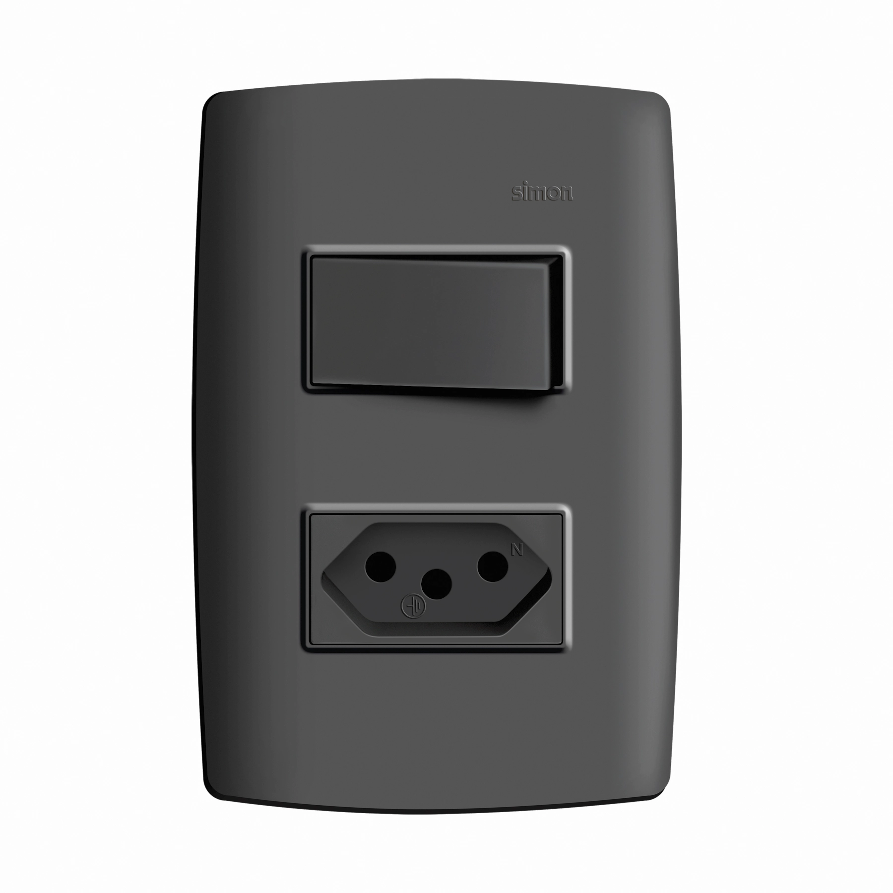 Conjunto Interruptor Paralelo + Tomada 2P+T 10A Grafite Simon 30