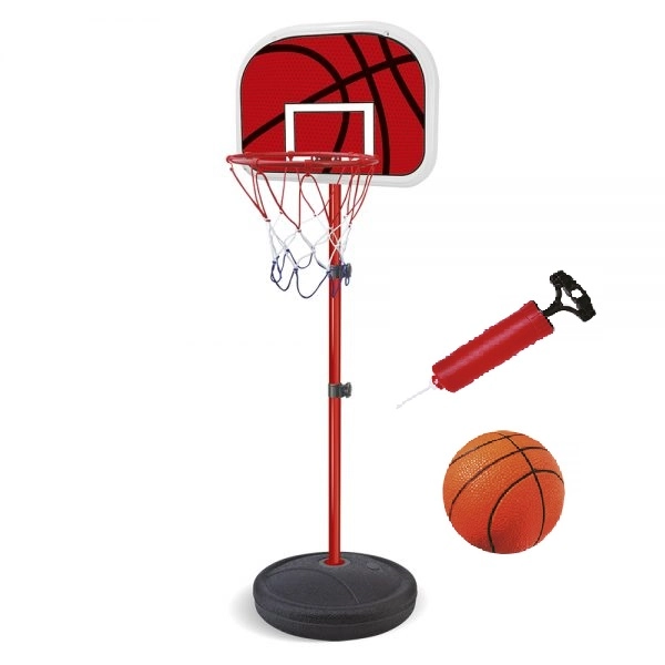 BASQUETE COM TABELA BOLA E BOMBA E PEDESTAL CM ALTURA FLEXÍVEL 117-202 CM
