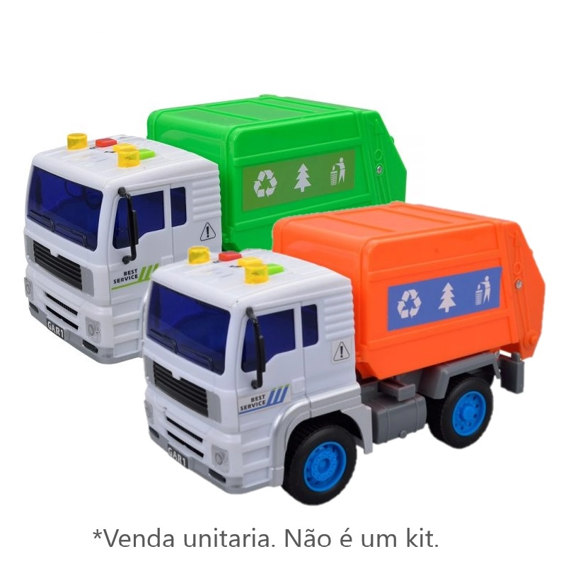 Carro Friccao Com Luz E Som Coleta De Lixo Dm Toys