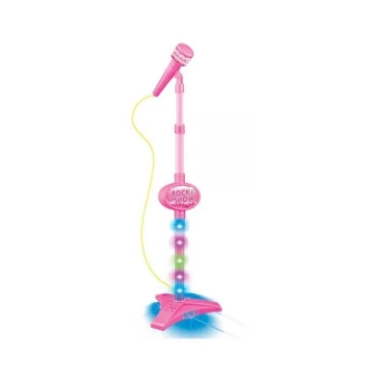Microfone e Pedestal Infantil Rock Show Rosa - Dm Toys