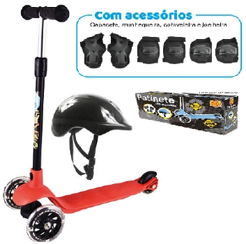 Patinete Radical Junior C/acessorios Verm Dmr6063