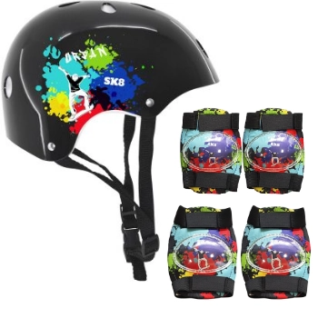 Kit Capacete C/acessorios Sk8 Preto Ref.dmr6157 Dm