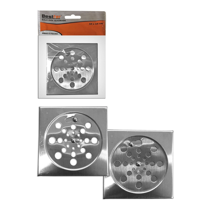 Ralo Inox Quadrado Abre Fecha 10cm Bfh1152 Bestfer