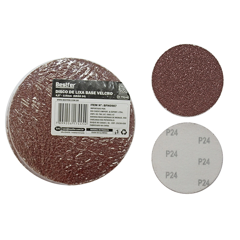 Disco Lixa Base Velcro 115mm Grao 24 10pcs Bfh0987 Bestfer