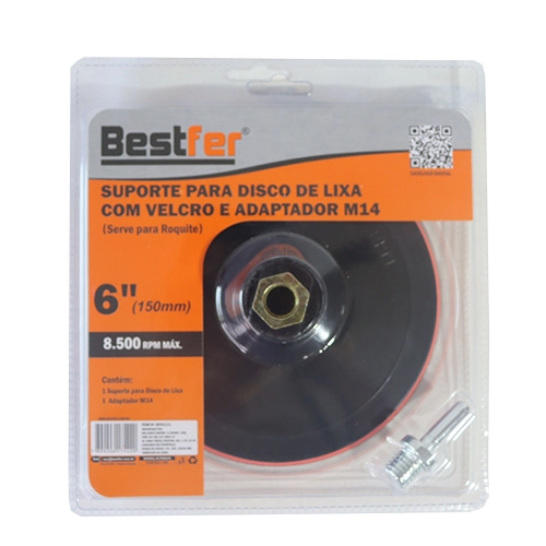 Suporte Para Disco De Lixa Com Velcro E Adaptador 150mm Bestfer