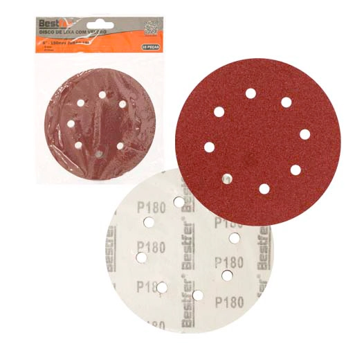 Disco De Lixa Com Velcro 8 Furos P180 Bestfer