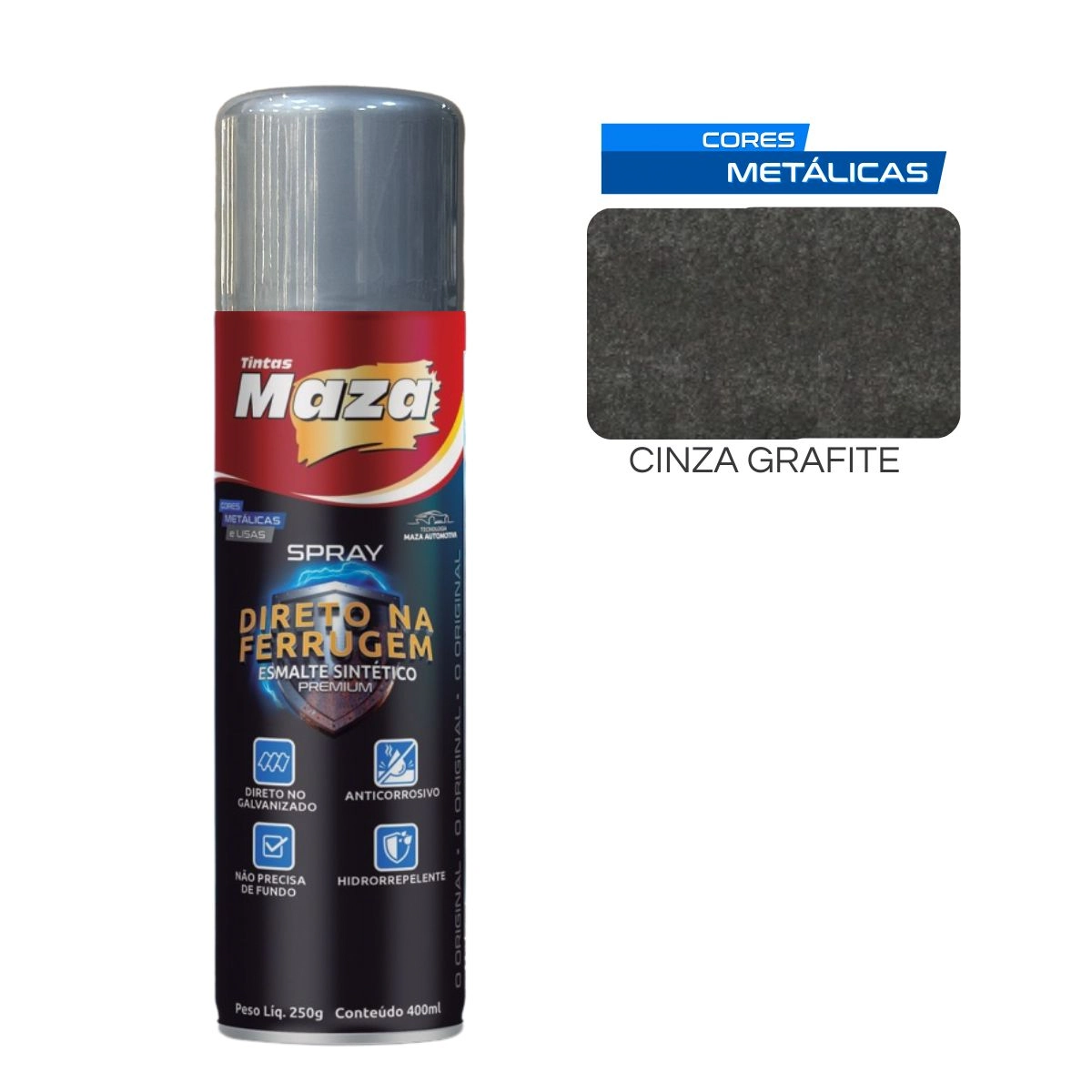Spray Esmalte Direto Na Ferrugem Cinza Grafite 250g 31525