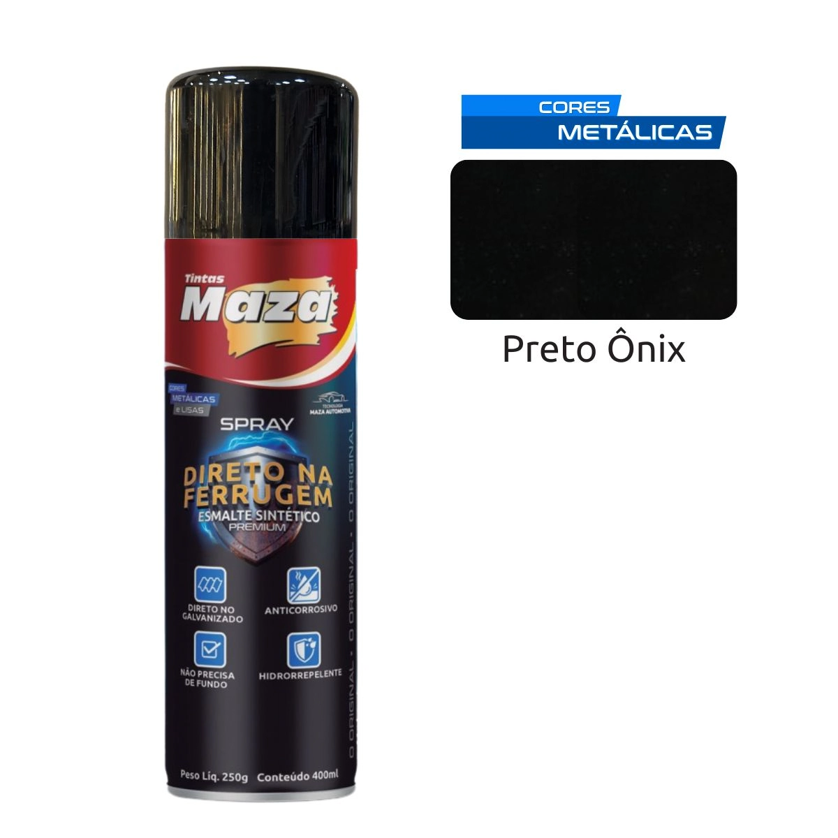 Spray Esmalte Direto Na Ferrugem Preto Onix 250g 31529