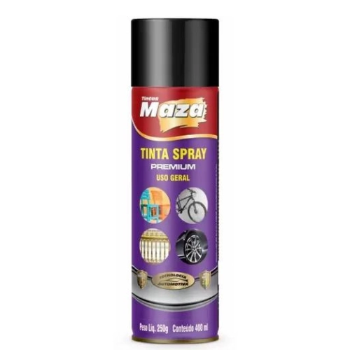 Tinta Spray Uso Geral Preto Fosco 400ml Maza