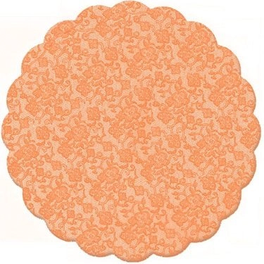 Tapetinho De Brigadeiro / Intermediate Plastic Liner For Candies 7 Cm, Orange Lace / Laranja Renda