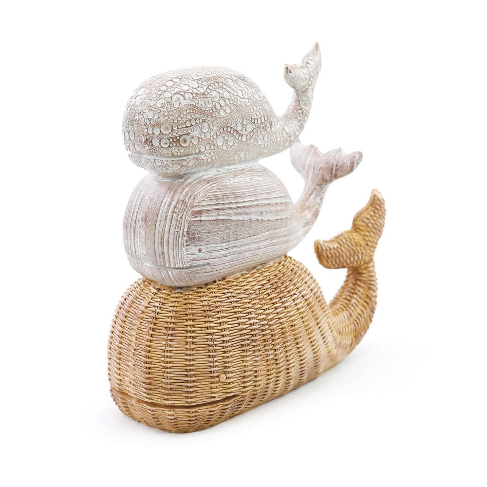 Escultura Baleias Palha Bco 45cm 1000196 Cromus