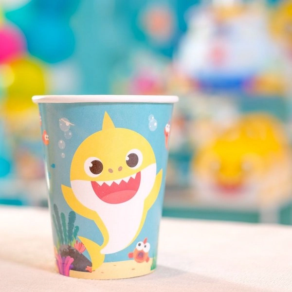 Copo Papel 240ml Baby Shark C/8un Cromus