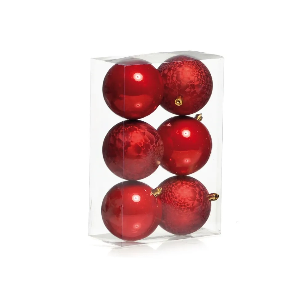 Bola Natal Brilho Craquelada Vm 8cm 6un 1699555 Cromus