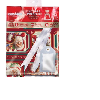 Kit Presente Saco Laco Pronto Cartao De/para 20cmx29cm Cromus Natal Sortido