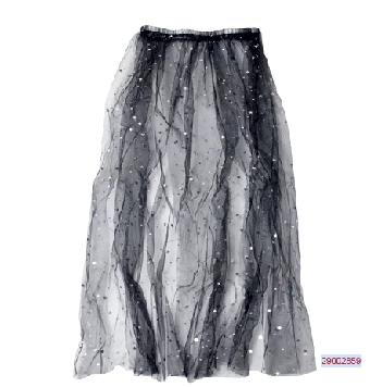 Saia De Tule Longa Adulto Preto/prata 85cm Cromus