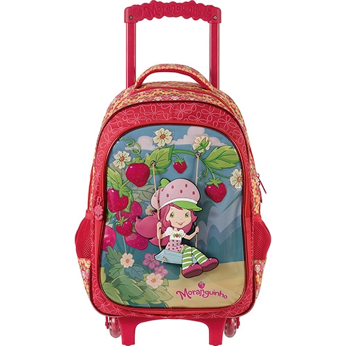Mochila Infantil Com Rodinhas Grande Moranguinho Pop Up Xeryus