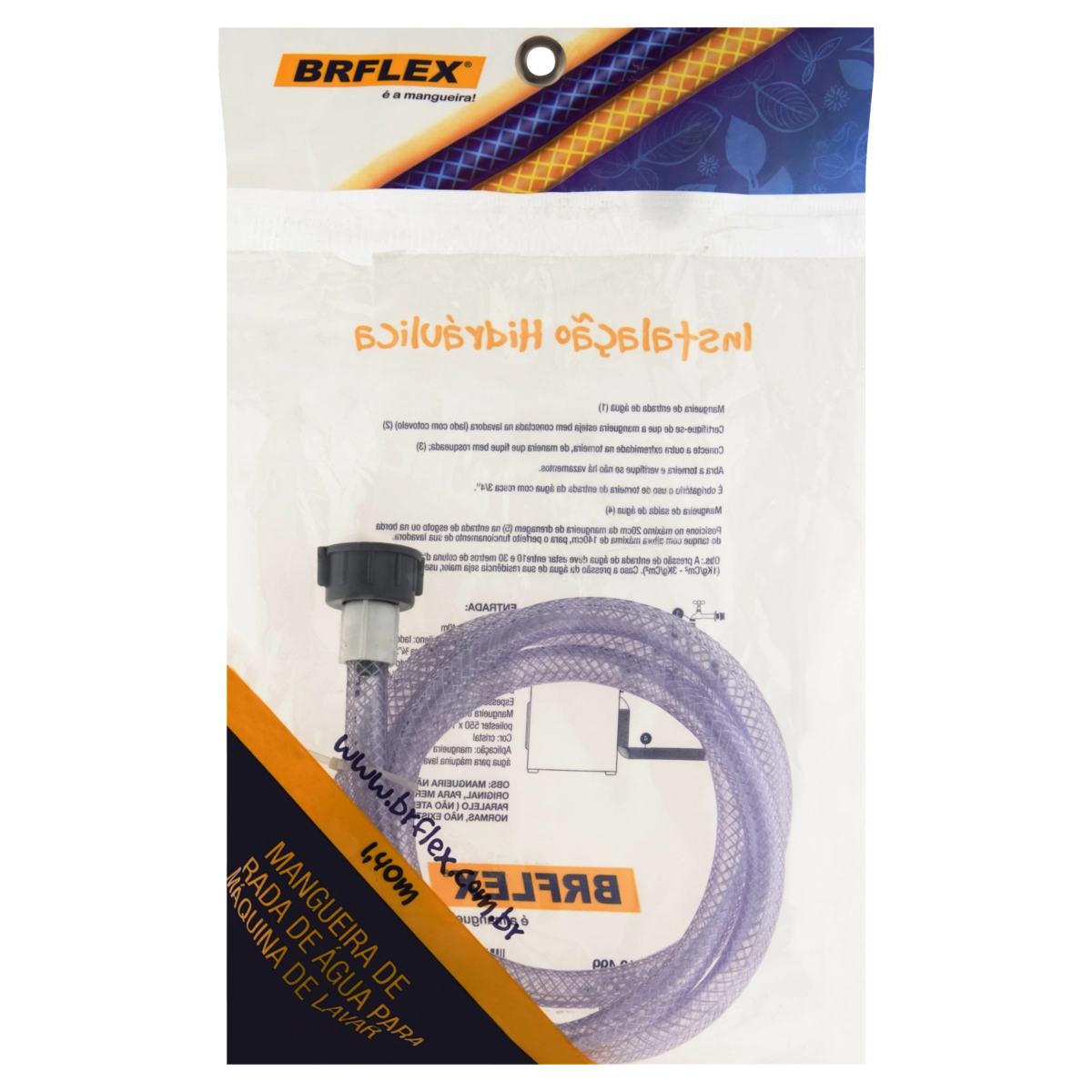 Mangueira Para Máquina De Lavar Entrada Brflex Pacote 1,40m
