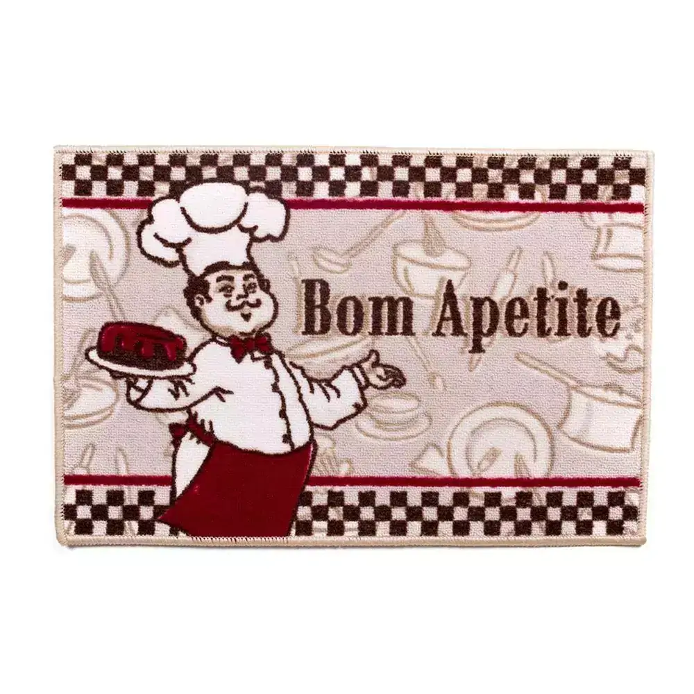Tapete de Cozinha 60cm x 40cm Gourmet Attuale Cozinheiros Bege Corttex