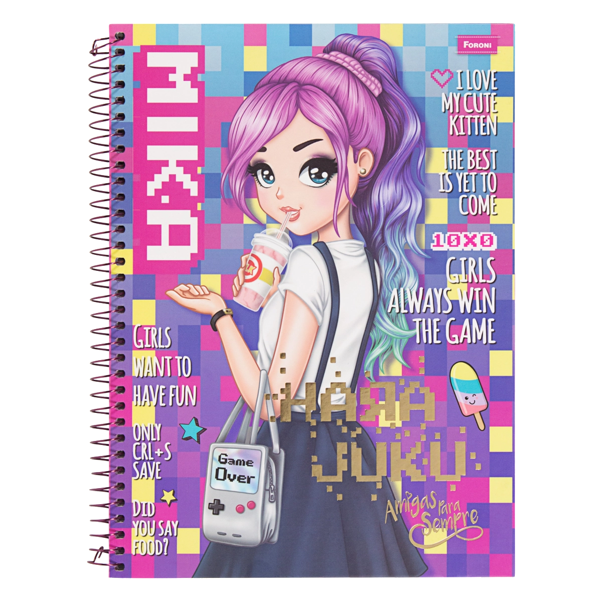 Caderno Capa Dura Espiral Amigas Para Sempre Foroni 200mm X 275mm 96 Folhas