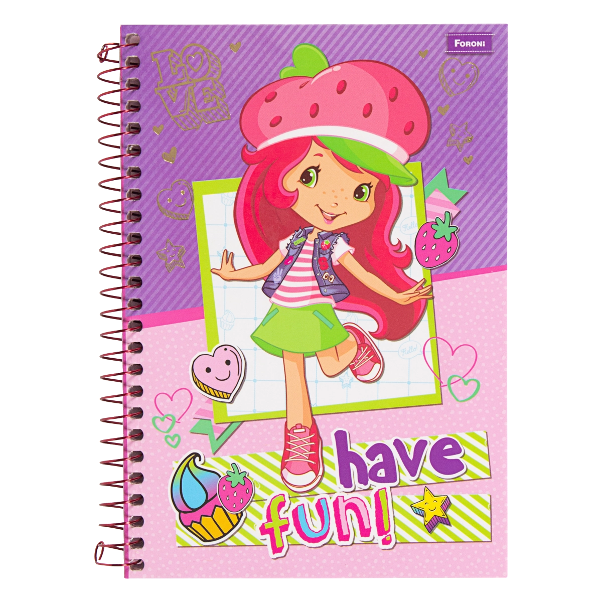 Caderno Capa Dura Espiral Moranguinho Foroni 140mm X 202mm 96 Folhas