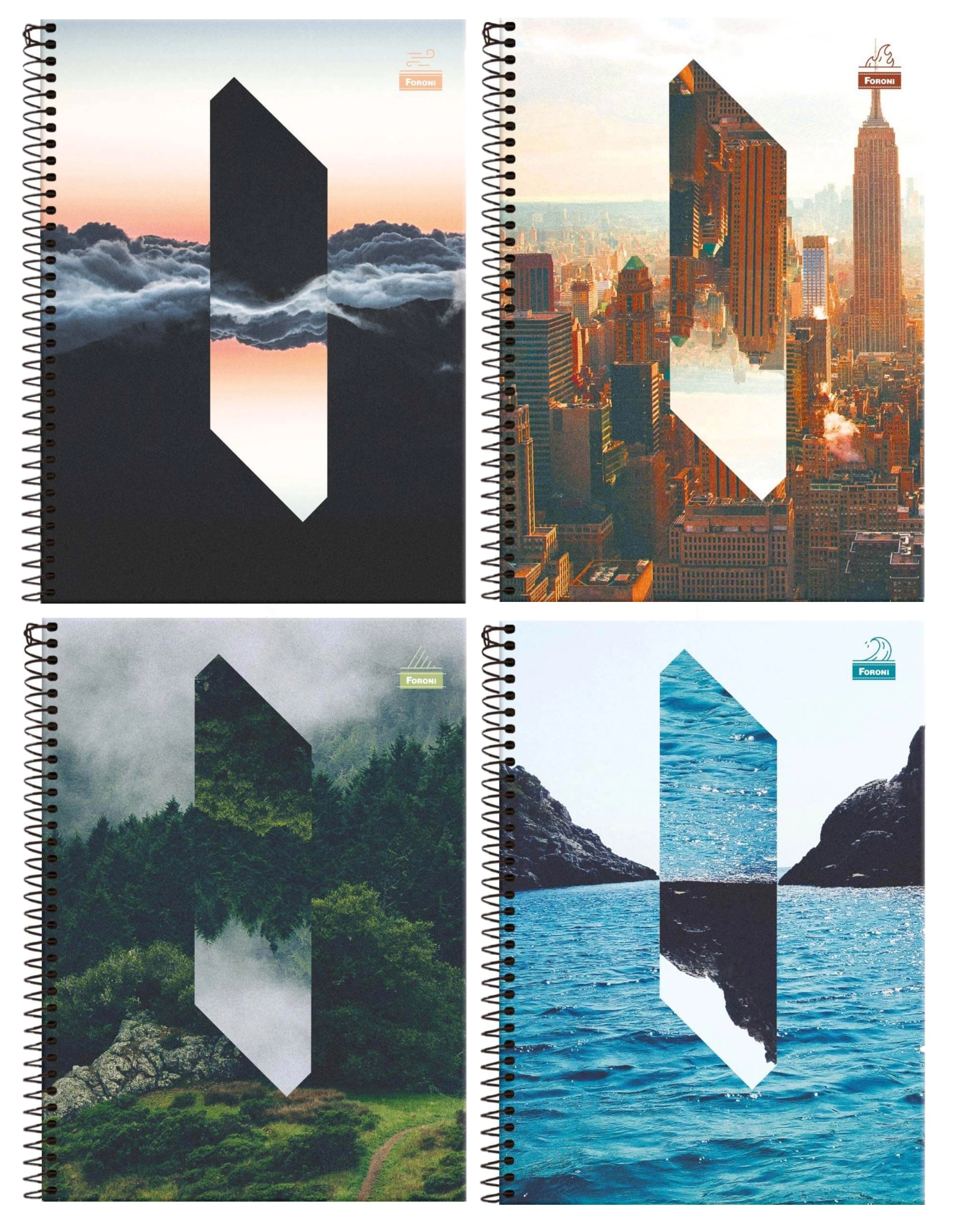 Caderno 1x1 Capa Dura Quatro Elementos 96fls Foroni