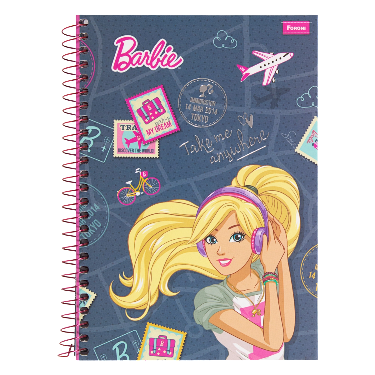 Caderno Capa Dura Espiral Barbie Foroni 140mm X 202mm 96 Folhas