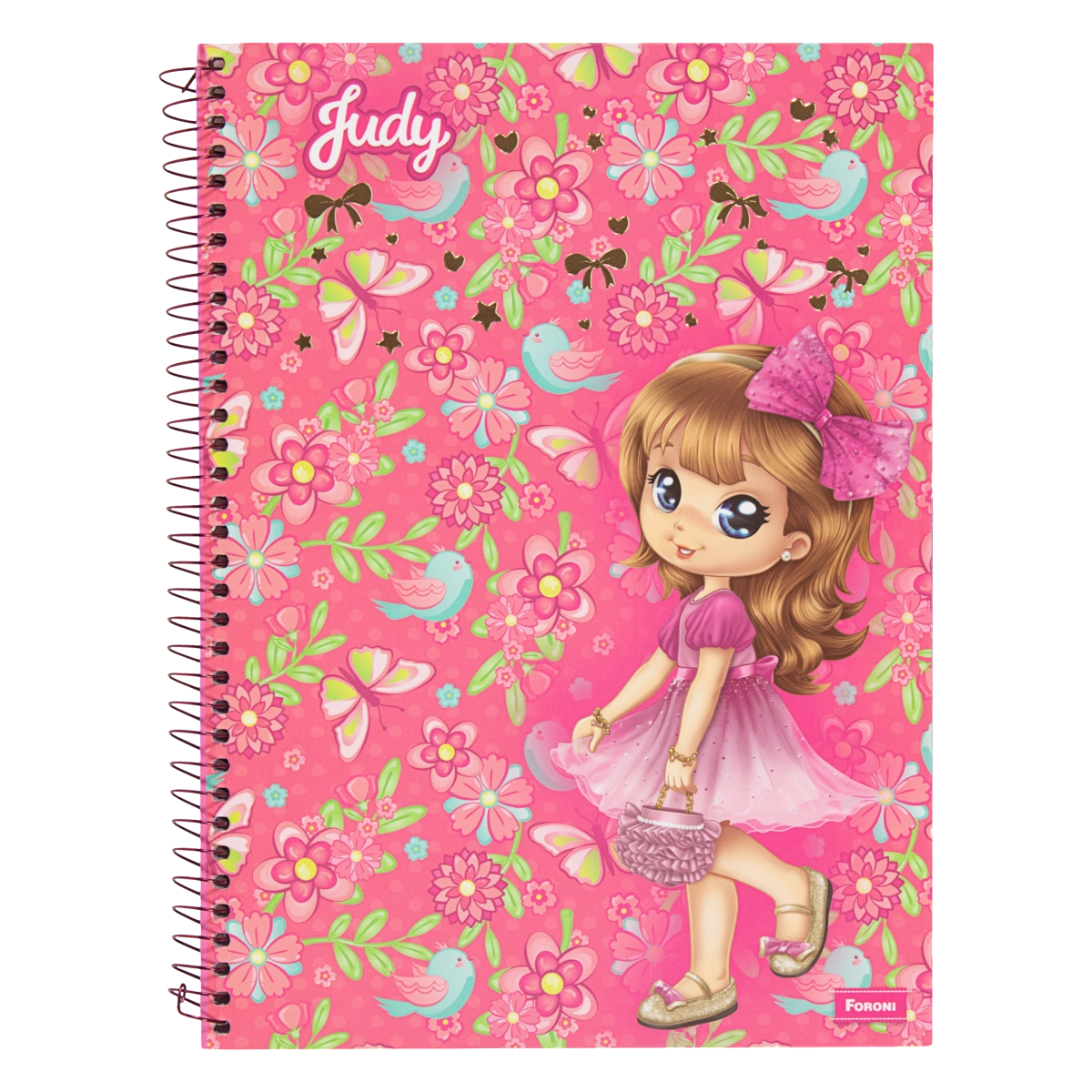 Caderno Capa Dura Espiral Judy Foroni 200mm X 275mm 96 Folhas
