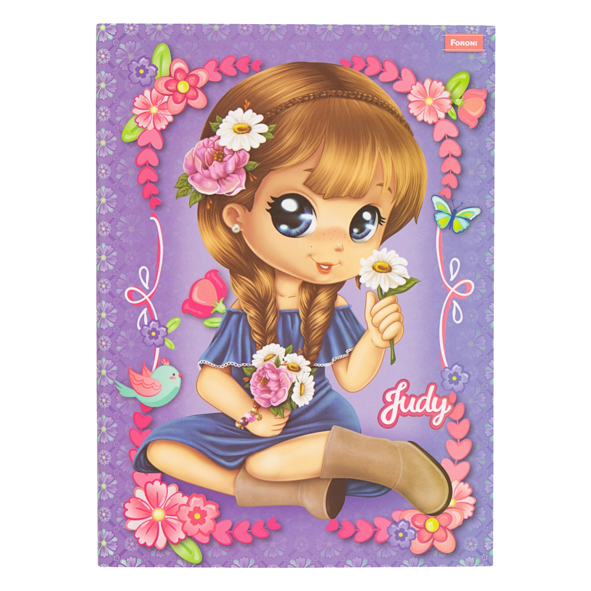 Caderno Capa Dura Brochurão Judy Foroni 200mm X 275mm 96 Folhas