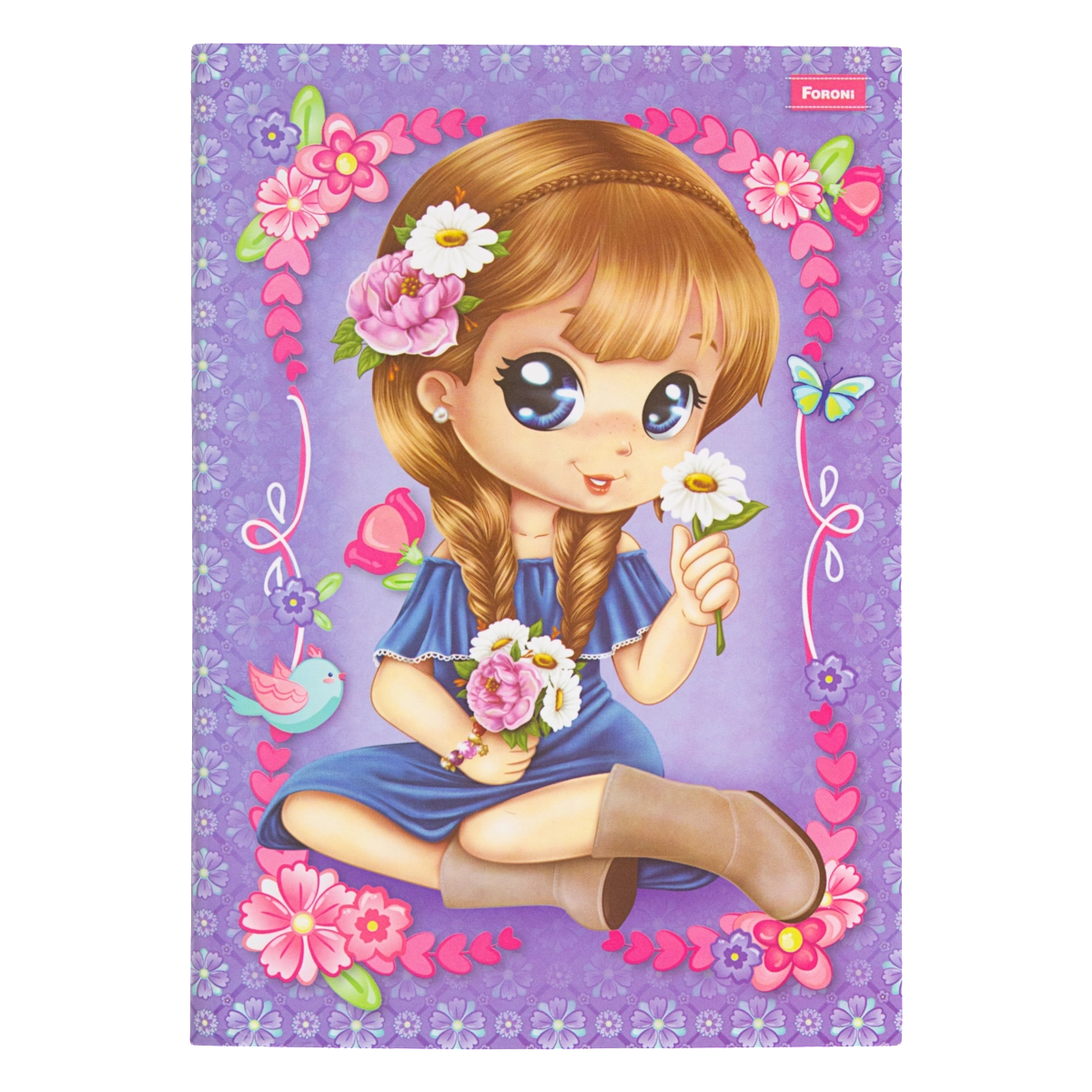 Caderno Capa Dura Brochura 1/4 Roxo Judy Foroni 140mm X 202mm 96 Folhas