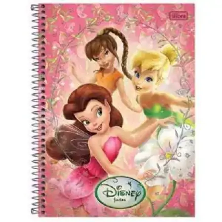 Universitário Espiral Dura Tilibra Disney Fadas 12 Matérias 240 Folhas