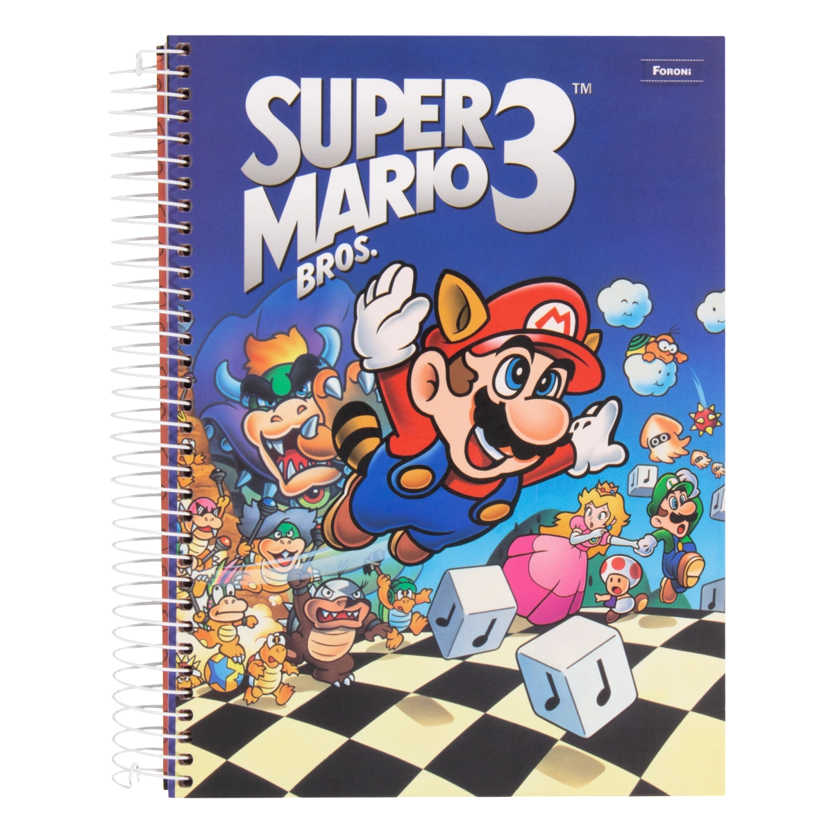 Caderno Capa Dura Espiral Super Mario Bros. 3 Foroni 200mm X 275mm 200 Folhas