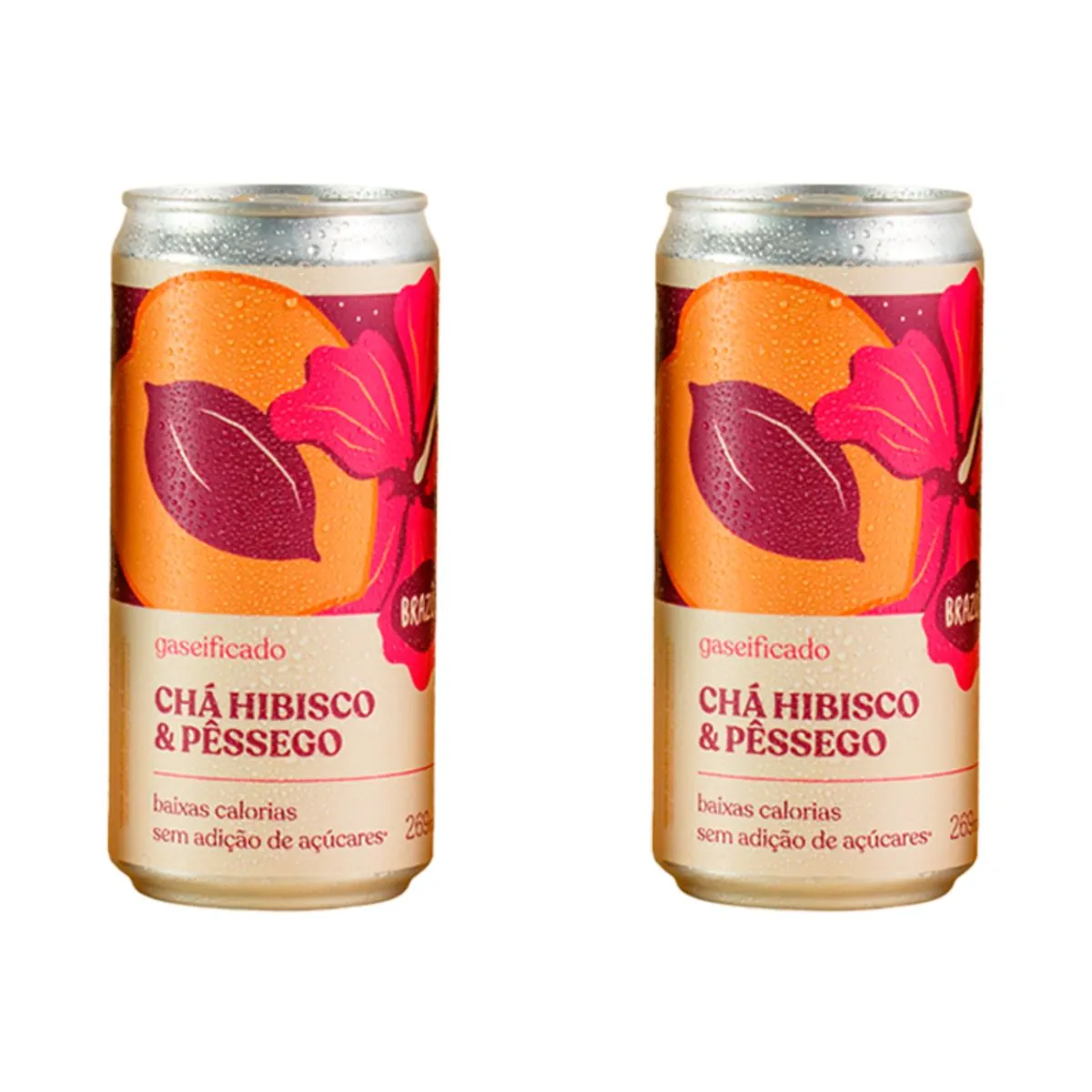 Kit 2X: Chá de Hibisco com Pêssego Gaseificado Brazô 269ml