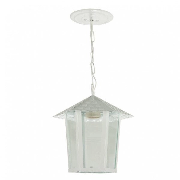 Pendente Externo Sextavado Vidro Liso Colonial 109200-04 Blumenau Branco