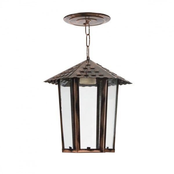 Pendente Externo Sextavado Vidro Liso Colonial 109200-05 Blumenau Cobre