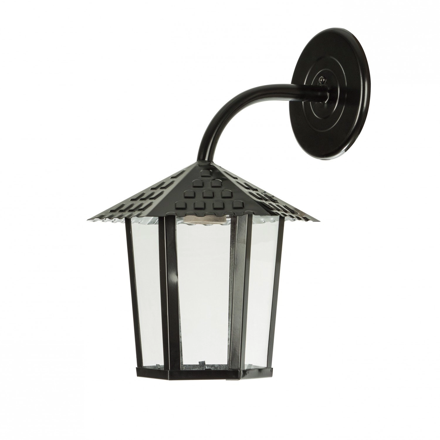 Arandela Colonial Sextavada Vidro Liso Blumenau Preto