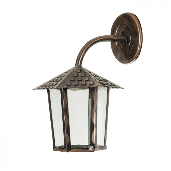 Arandela Colonial Sextavada Vidro Liso 109400-05 Blumenau Cobre