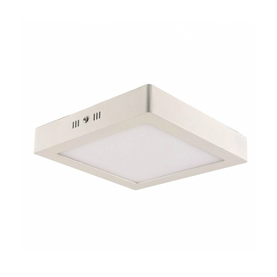Painel de Led Sobrepor Quadrado Luz Amarela 12W Blumenau Iluminação 17,2x17,2cm Branco Bivolt