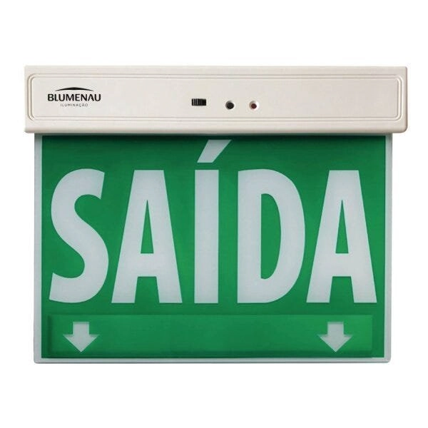Placa De Saída De Emergência Led 1 Face 100/240v Blumenau Verde