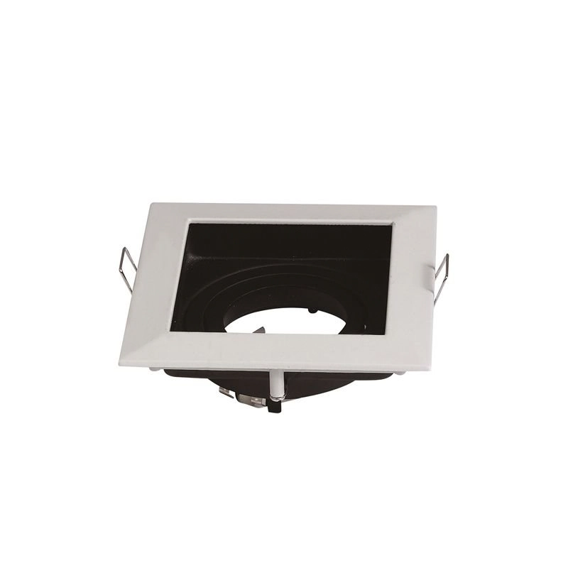 Spot De Embutir Recuado Blumenau Para Lâmpada Mr16 Gu10 Quadrado Bivolt Branco / Preto