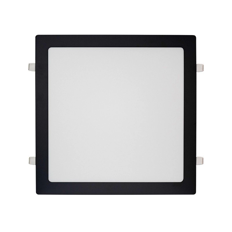 Painel De Led Blumenau Quadrado De Embutir 24w Bivolt Preto 3000k - Luz Amarela