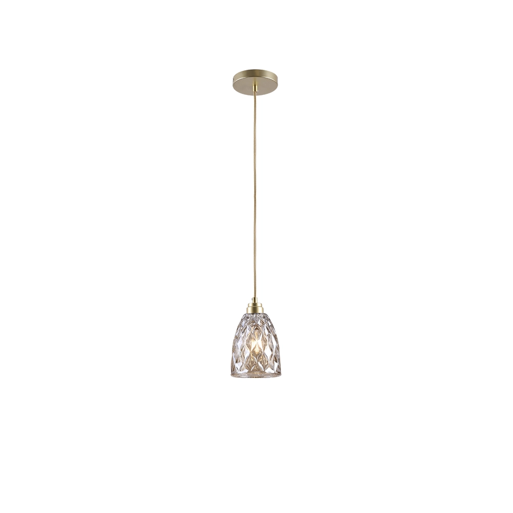 Pendente 1 Lâmpada Vidro e Metal Incolor Conhaque Blumenau Iluminação