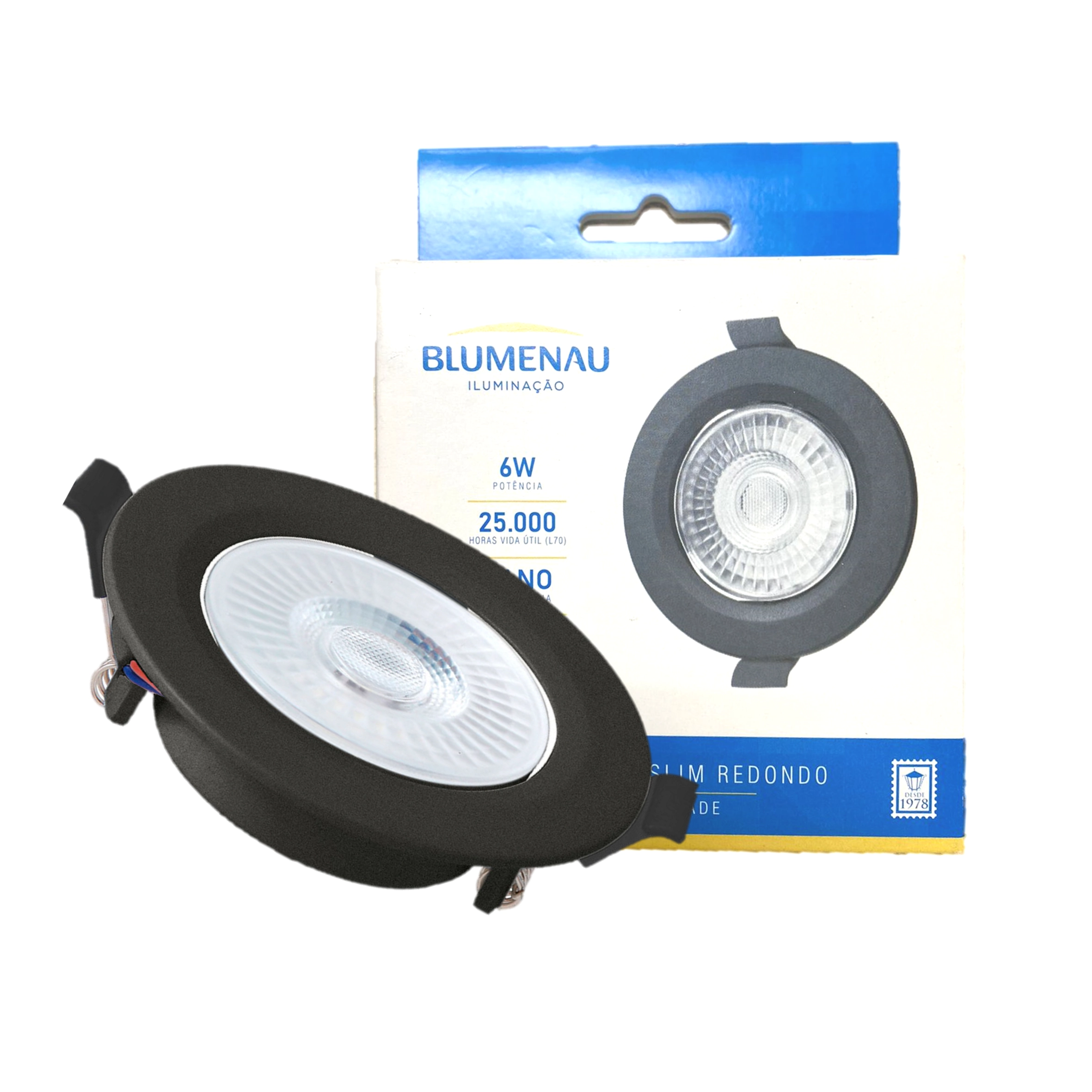 Spot Slim Led Embutir Redondo Bivolt 6w 6500k Preto Blumenau