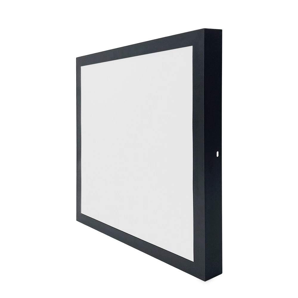 Plafon Quadrado Sobrepor 32w Preto Branco Frio 6500k