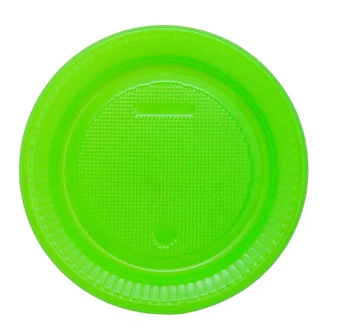 Prato Plastico 15cm Verde Neon 10un